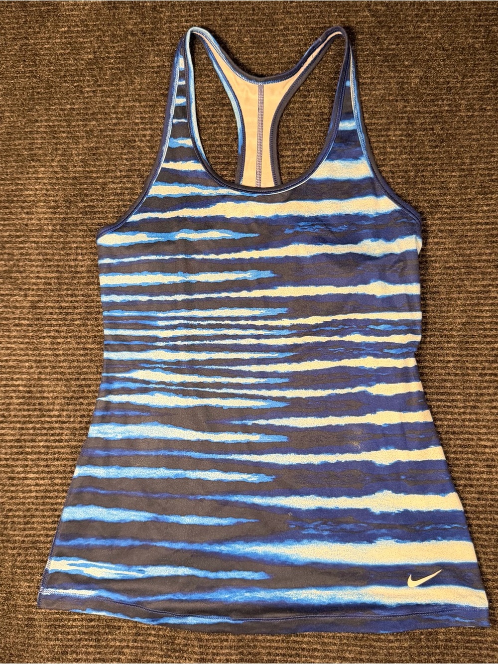 Nike Dri-Fit Blue and White Striped Racerback Tank